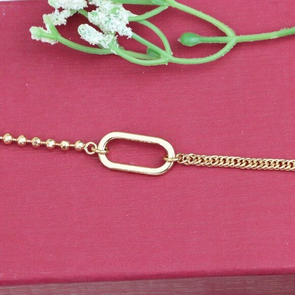 "Rose Gold Chain Bracelet with Oval Link Center, Elegant Finish, XPBL0996 - Picture 12 of 12